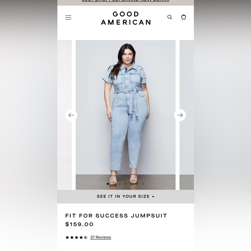 Good American Jumpsuit, Women’s size 5 (will fit pant size 12-20 differently)